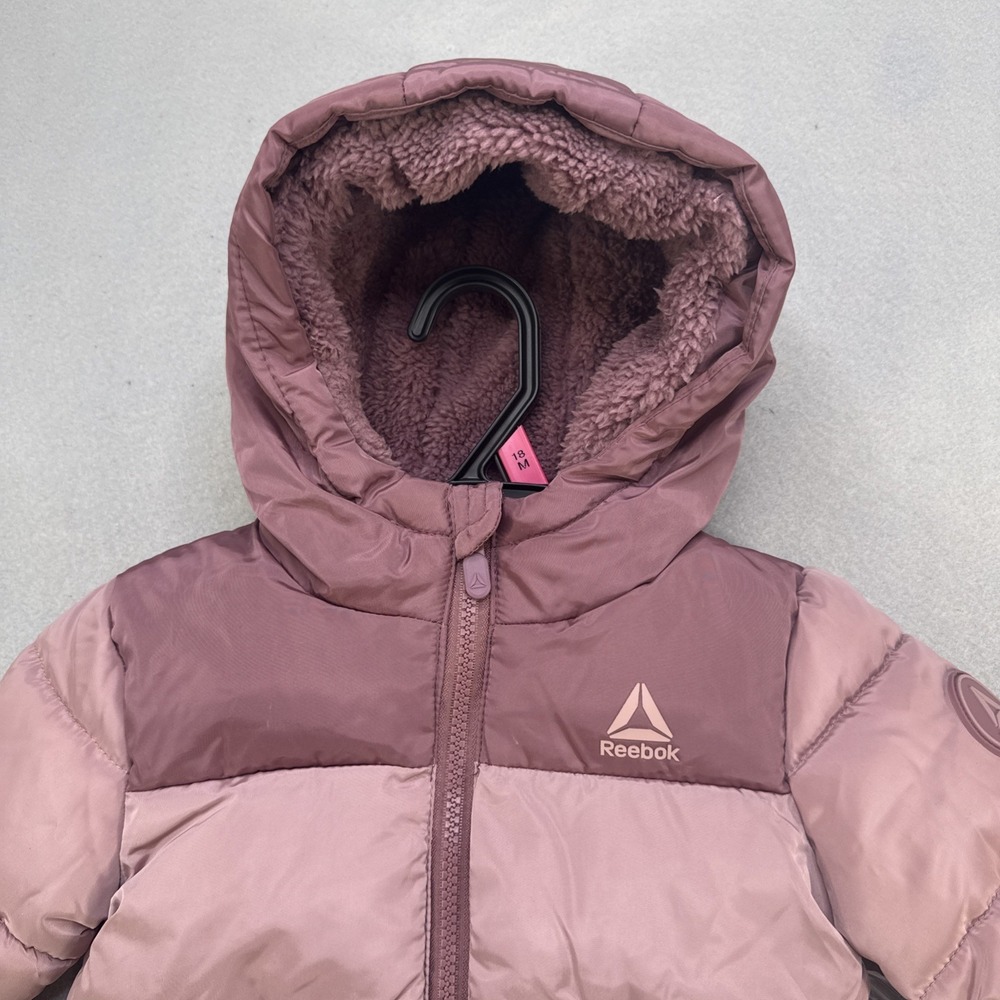 Reebok Toddler Heavyweight Comfortable Puffer Jacket Size 18 Month Pink NWT - Picture 2 of 8